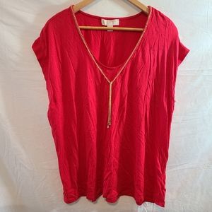 Michael Michael Kors Red Short Sleeve Blouse